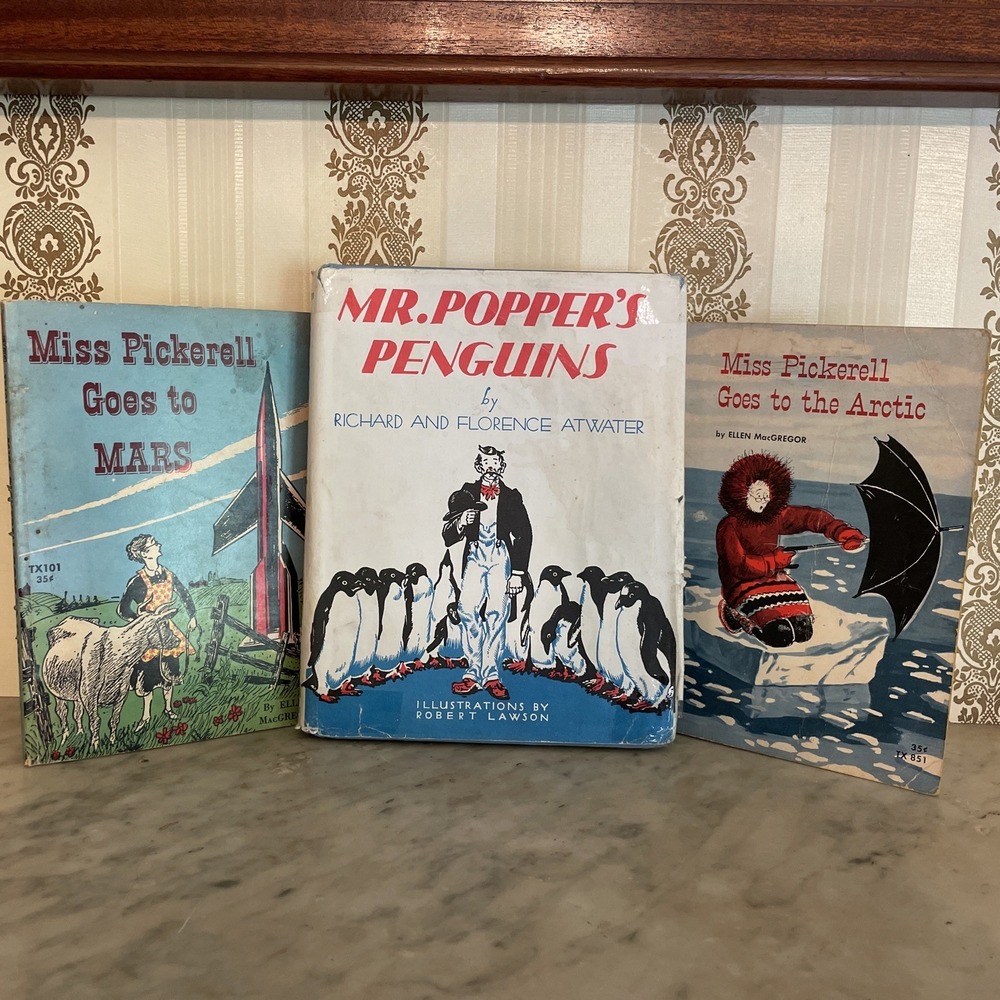 Set of Three Children's Books 1966 Miss Pickerell & Mr Popper's Penguins